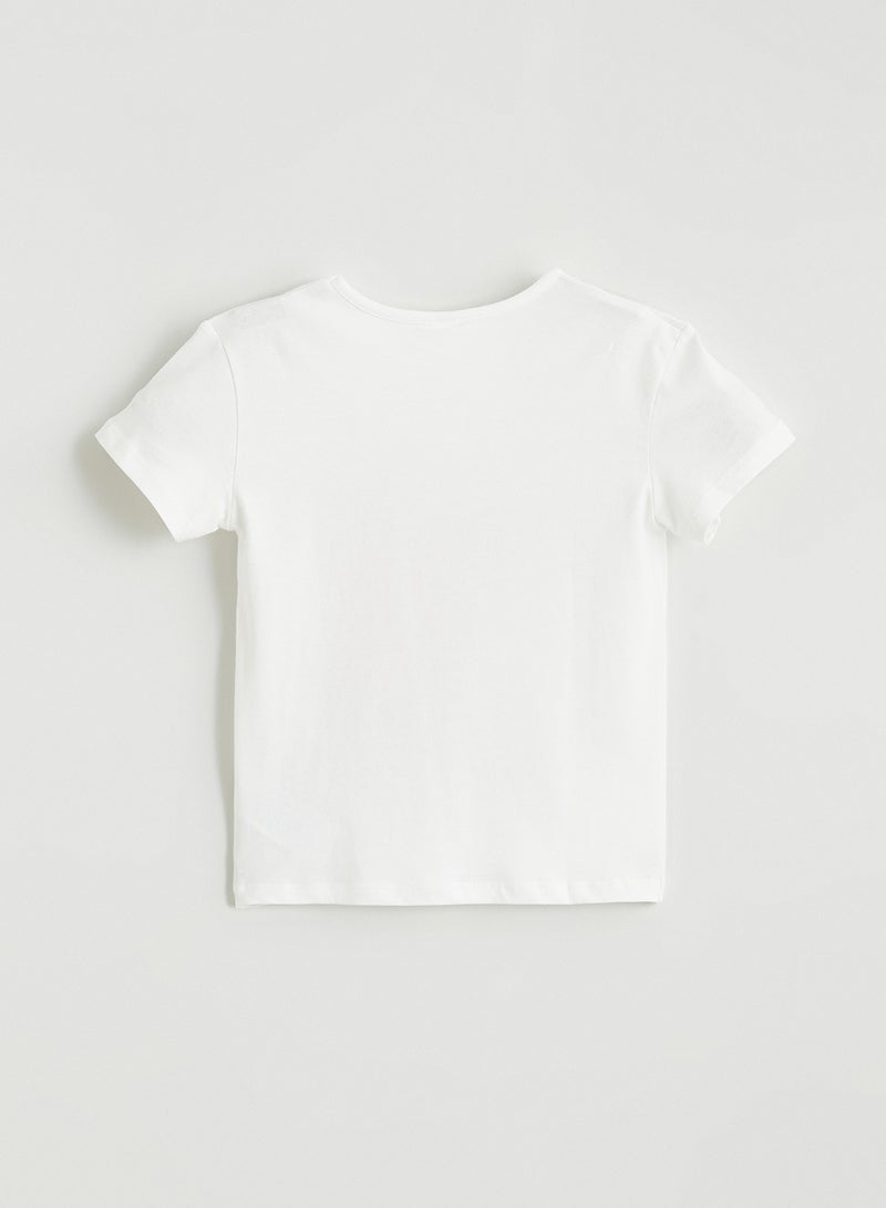 ال سي وايكيكي تيشيرت بناتي مطبوع برقبة دائرية - Image 3